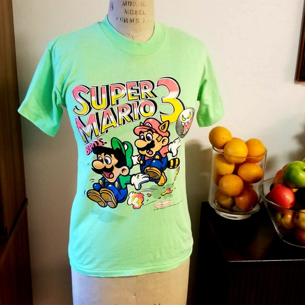 VTG 1990 SUPER MARIO 3 Nintendo Neon Tee